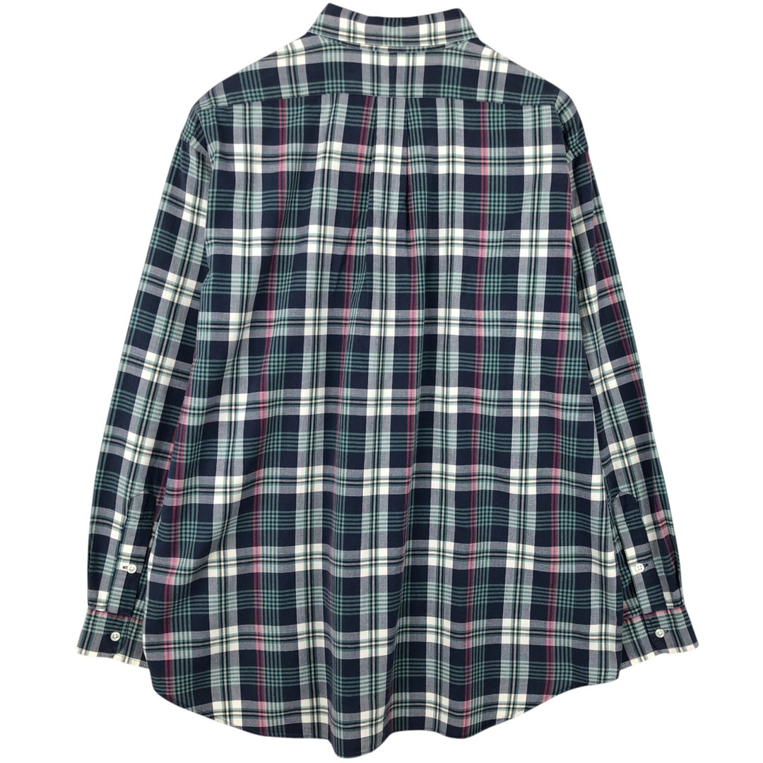 Ralph Lauren BLAKE long sleeve button down check shirt, men's XL size cotton navy blue type Vintage Second Hand