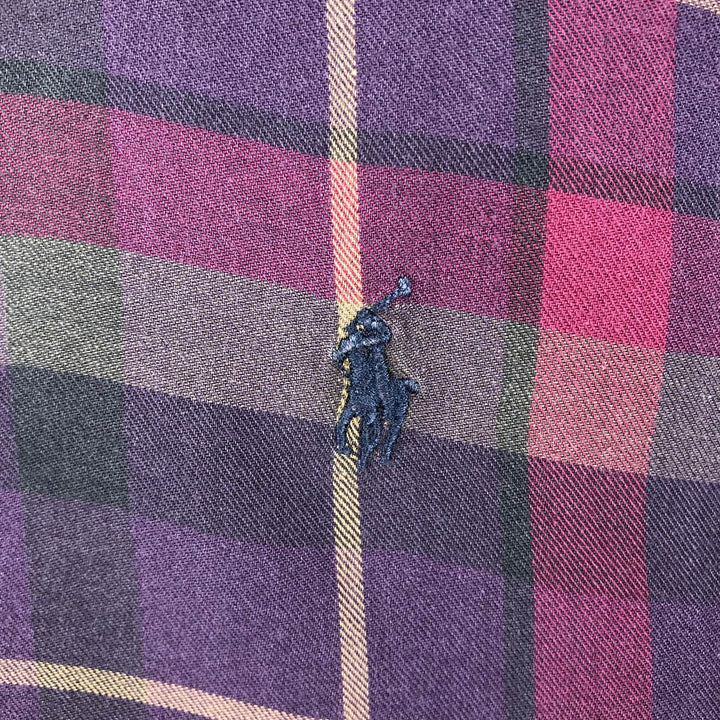 Ralph Lauren long sleeve button down check shirt, men's XL size cotton purple type Vintage Second Hand