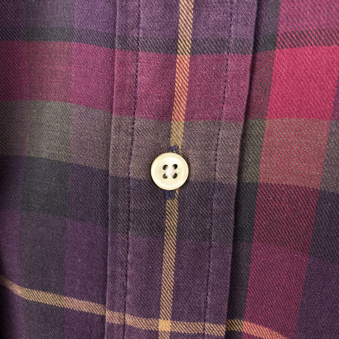 Ralph Lauren long sleeve button down check shirt, men's XL size cotton purple type Vintage Second Hand