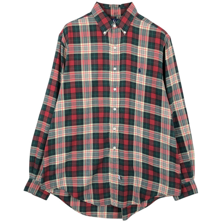 Ralph Lauren long sleeve button down check shirt, men's size L cotton red type Vintage Second Hand