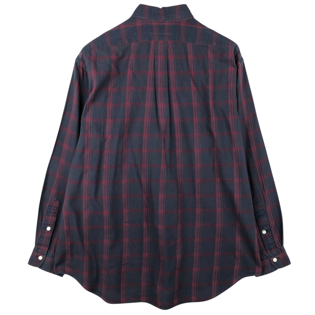 Ralph Lauren BLAKE long sleeve button down check shirt, men's size L cotton navy blue type Vintage Second Hand