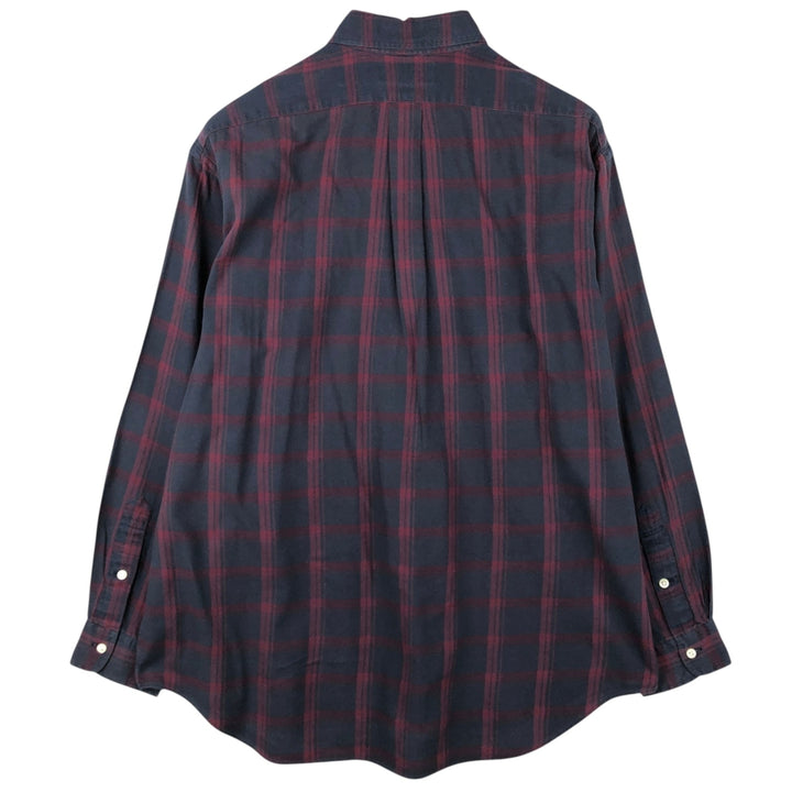 Ralph Lauren BLAKE long sleeve button down check shirt, men's size L cotton navy blue type Vintage Second Hand