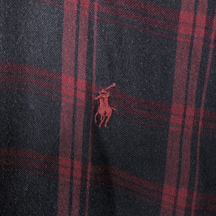 Ralph Lauren BLAKE long sleeve button down check shirt, men's size L cotton navy blue type Vintage Second Hand