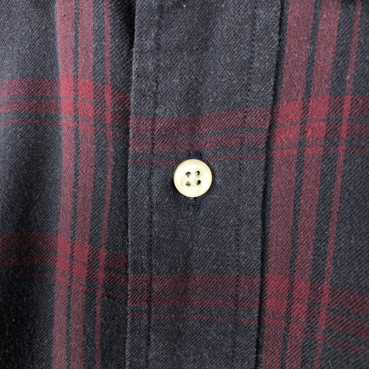Ralph Lauren BLAKE long sleeve button down check shirt, men's size L cotton navy blue type Vintage Second Hand