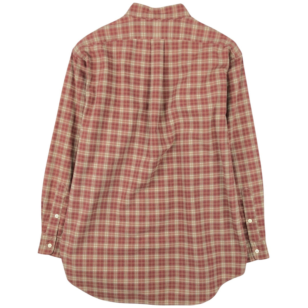 Ralph Lauren BLAKE long sleeve button down check shirt, men's size M cotton red type reddish brown Vintage Second Hand