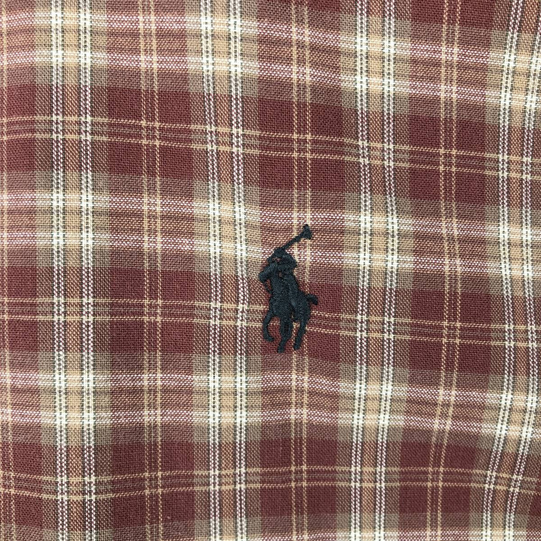 Ralph Lauren BLAKE long sleeve button down check shirt, men's size M cotton red type reddish brown Vintage Second Hand