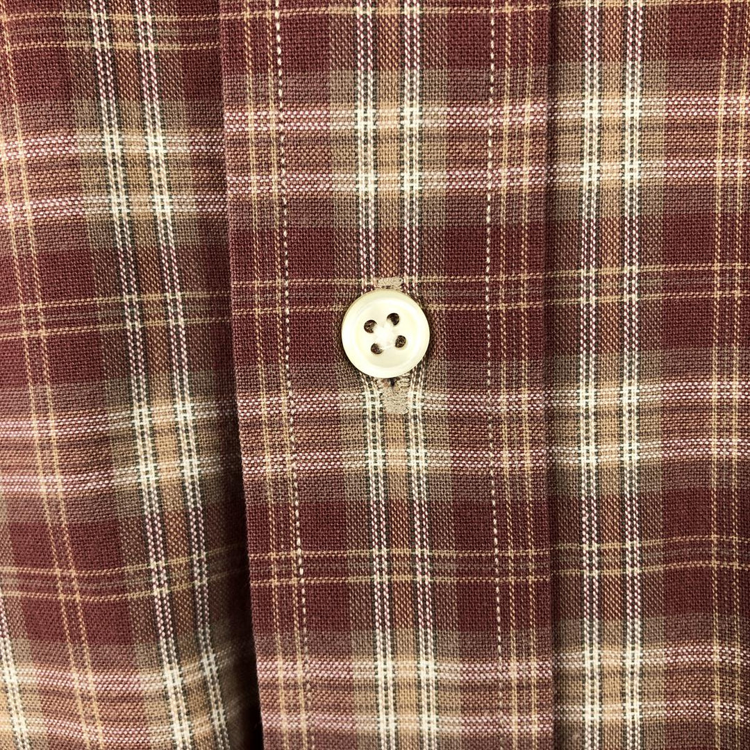 Ralph Lauren BLAKE long sleeve button down check shirt, men's size M cotton red type reddish brown Vintage Second Hand