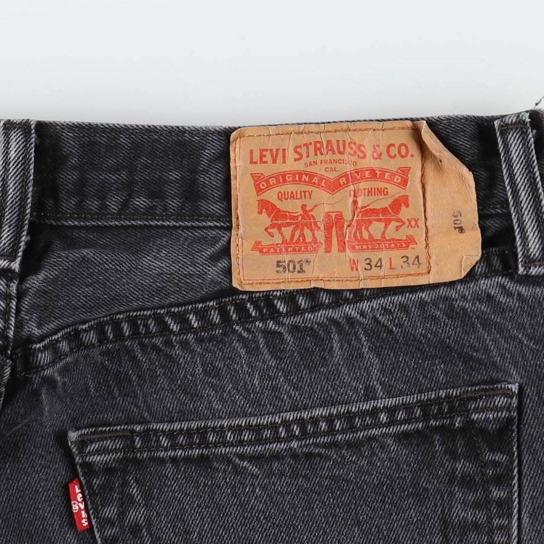 Levi's 501 Black Denim Straight Denim Pants for Men, W34 equivalent cotton black type Vintage Second Hand
