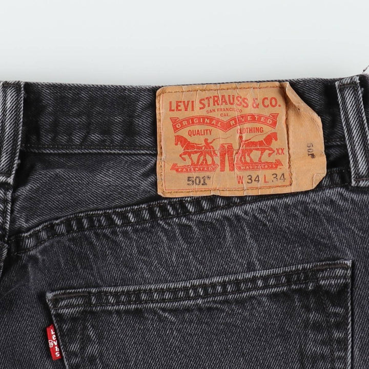 Levi's 501 Black Denim Straight Denim Pants for Men, W34 equivalent cotton black type Vintage Second Hand