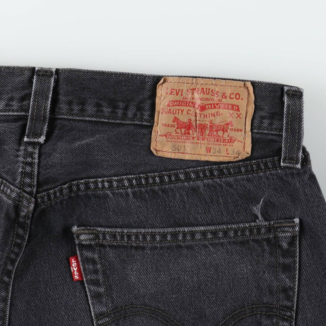Levi's 501 Straight Fit Black Denim Straight Jeans, Men's Size W33 (approx.) cotton black type Vintage Second Hand