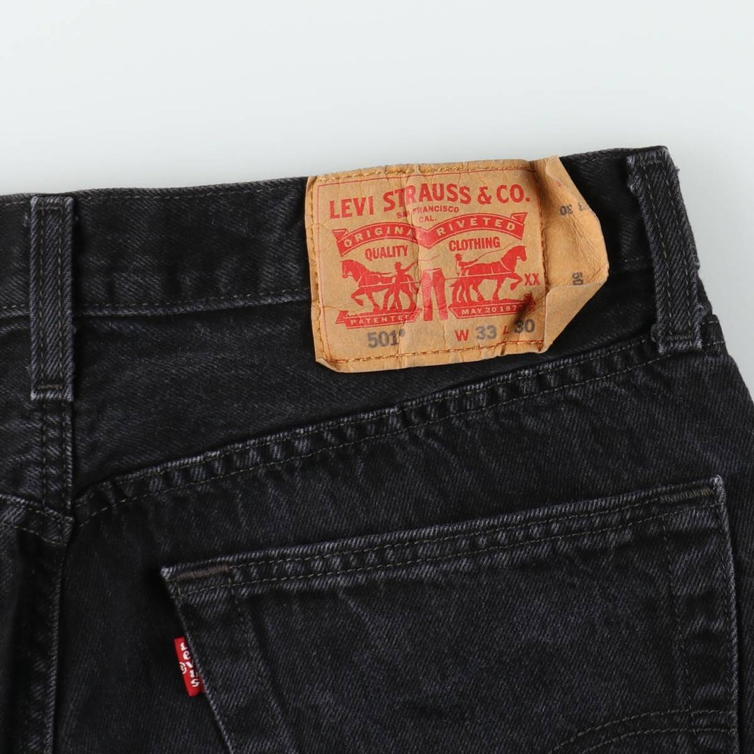Levi's 501 Black Denim Straight Denim Pants for Men, W33 equivalent cotton black type Vintage Second Hand