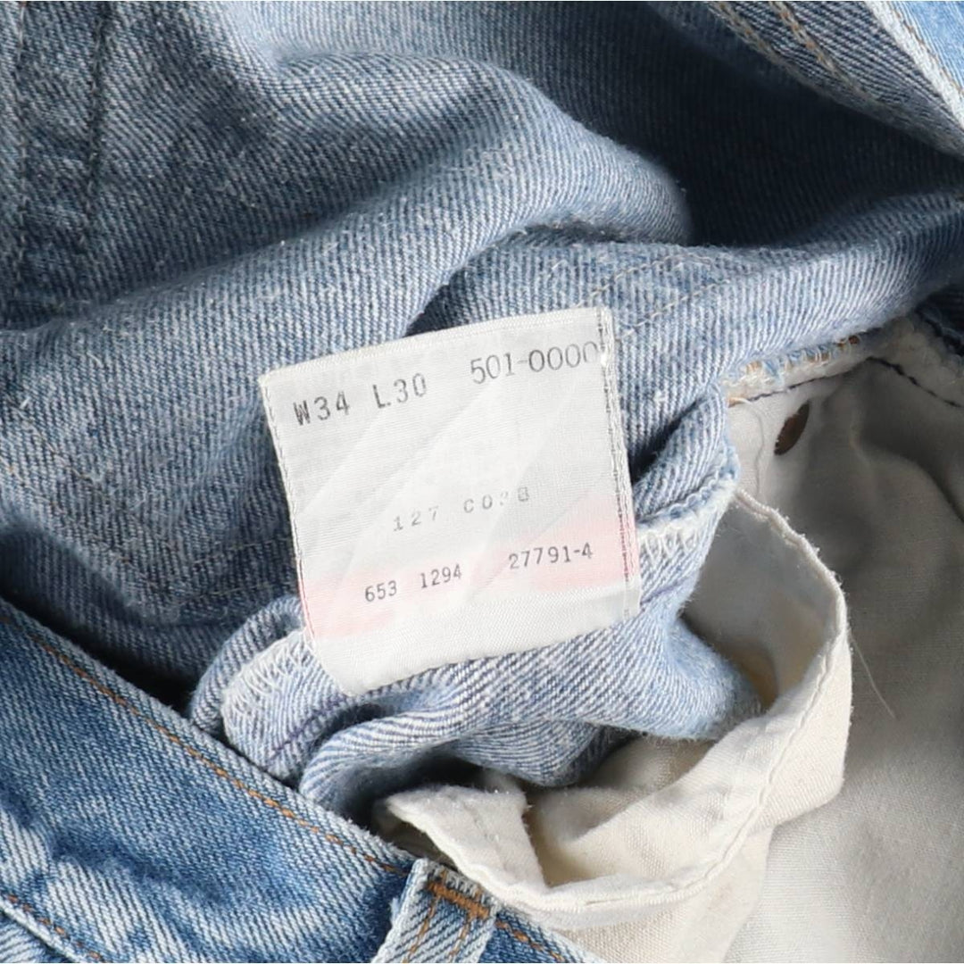 90'S Levi's 501-0000 Straight Denim Pants Made in USA Men's W32 Vintage cotton blue type Vintage Second Hand