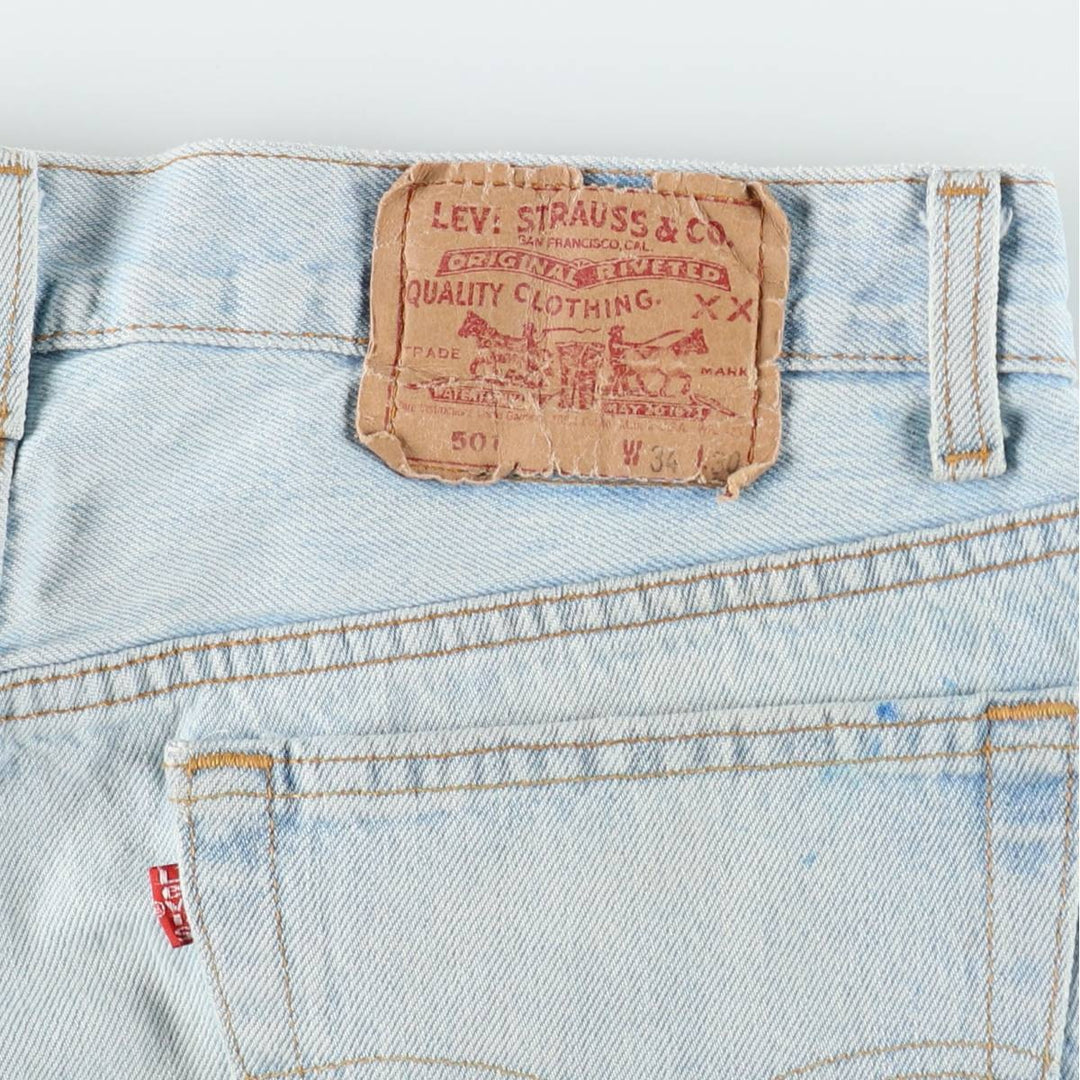 1990'S Levi's 501-0134 Straight Denim Pants, Made in USA, Men's Size W33 (approx.), Vintage cotton Blue type light blue Vintage Second Hand