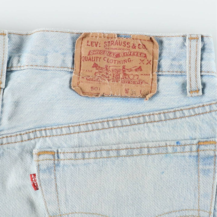 1990'S Levi's 501-0134 Straight Denim Pants, Made in USA, Men's Size W33 (approx.), Vintage cotton Blue type light blue Vintage Second Hand
