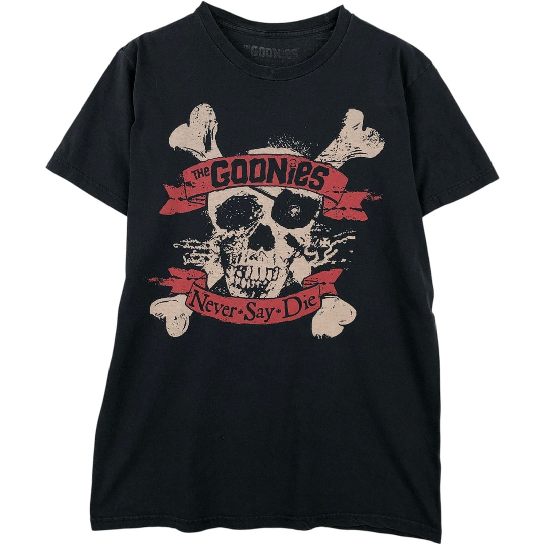 THE GOONIES (The Goonies) Skull Pattern Movie T-Shirt (Men's Size L) cotton black type Vintage Second Hand