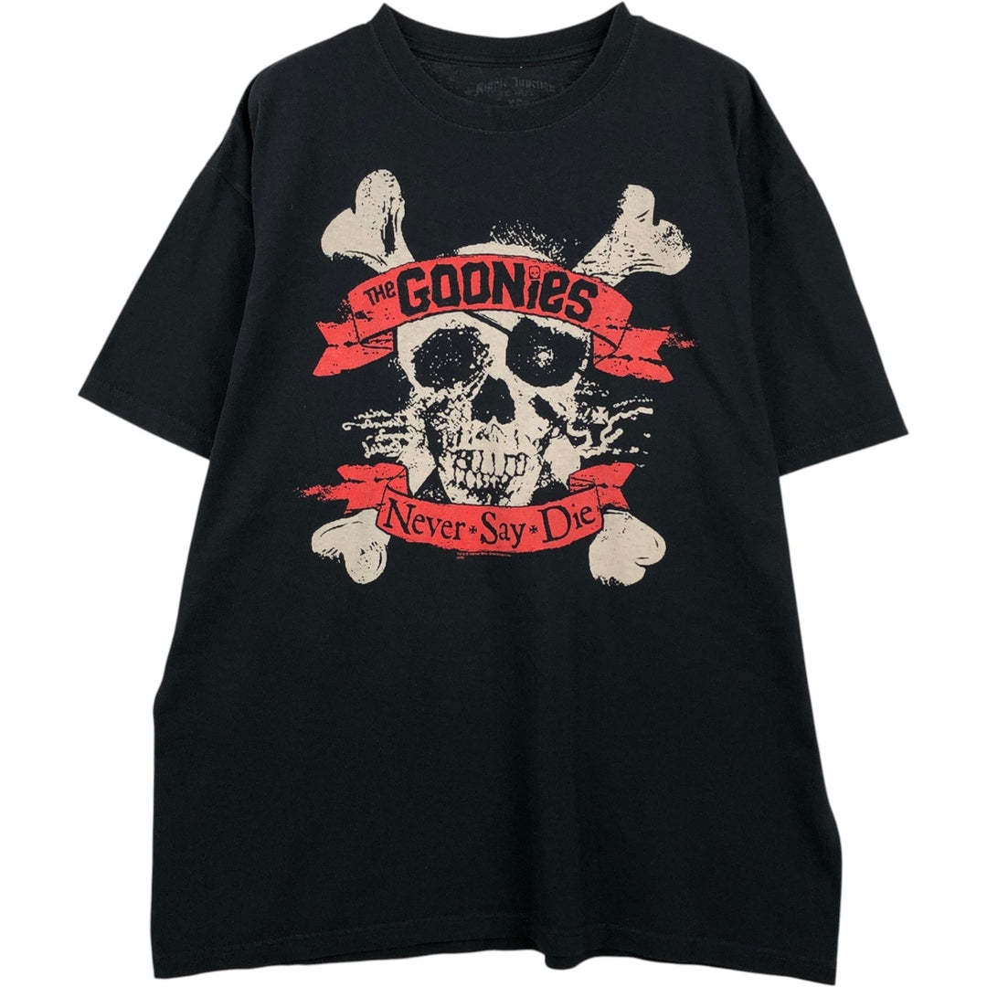 THE GOONIES (The Goonies) Skull Pattern Movie T-Shirt - Men's XL (approx.) cotton black type Vintage Second Hand