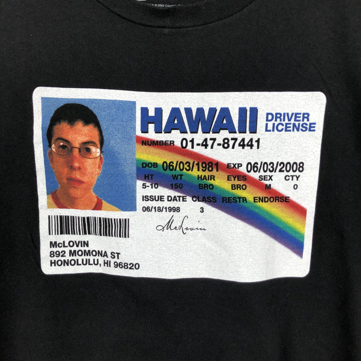 SUPER BAD Superbad Virgin Wars Movie T-shirt Men's L size cotton black type Vintage Second Hand