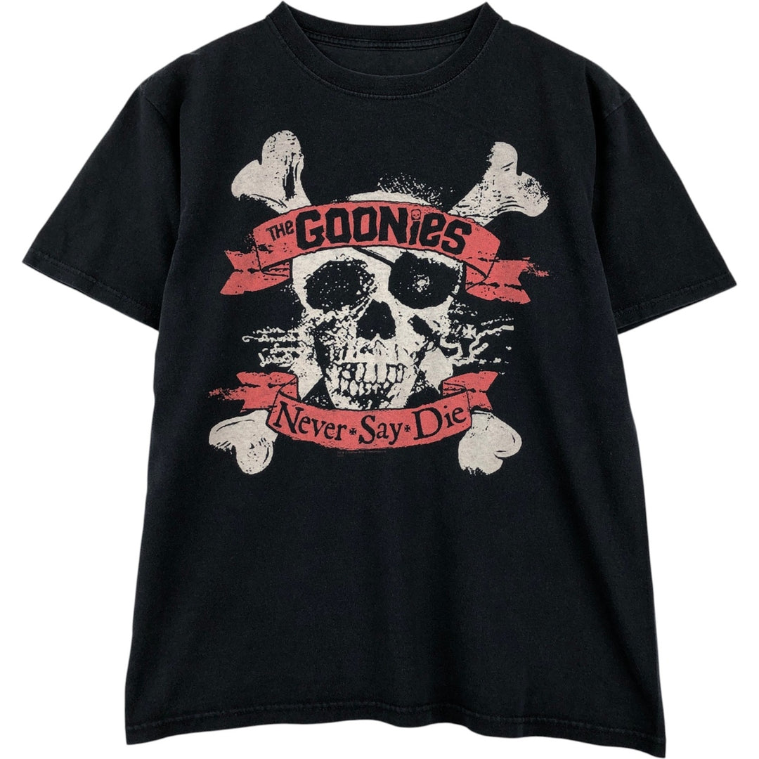 THE GOONIES (The Goonies) Skull Pattern Movie T-Shirt (Men's Size L) unclear black type Vintage Second Hand