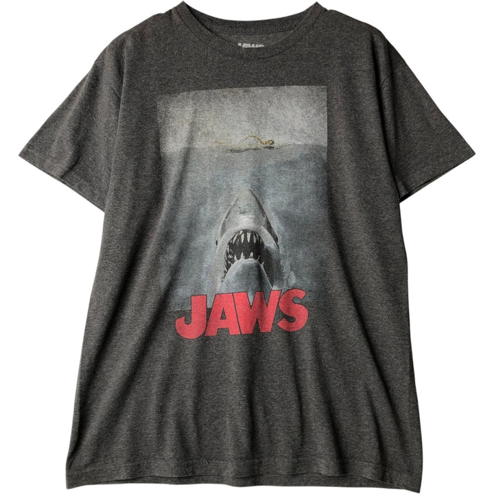 JAWS Jaws Movie T-shirt Men's L size cotton gray type Vintage Second Hand