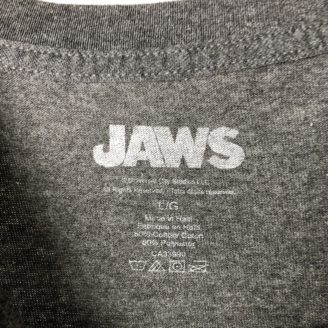 JAWS Jaws Movie T-shirt Men's L size cotton gray type Vintage Second Hand