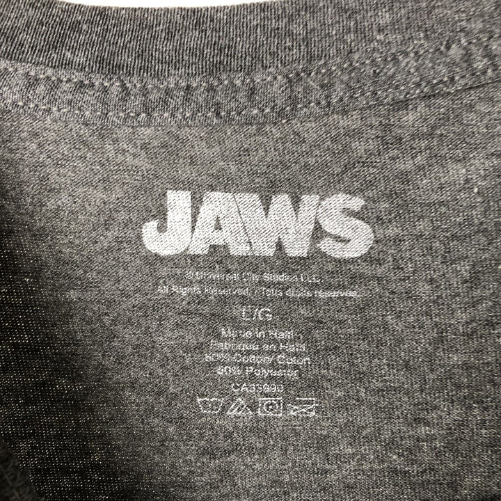 JAWS Jaws Movie T-shirt Men's L size cotton gray type Vintage Second Hand