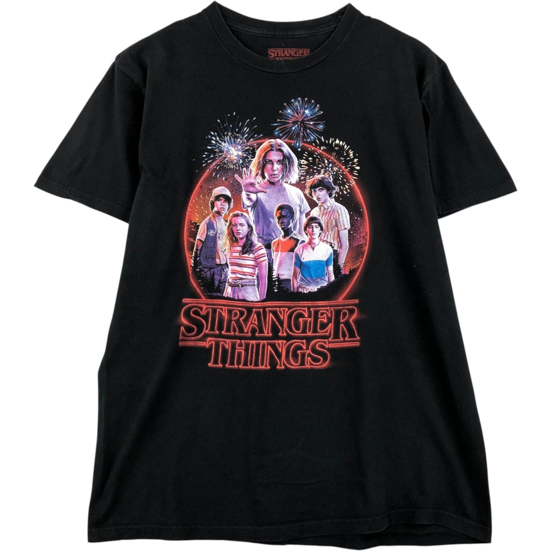 STRANGER THINGS Stranger Things Movie T-shirt Men's L size cotton black type Vintage Second Hand