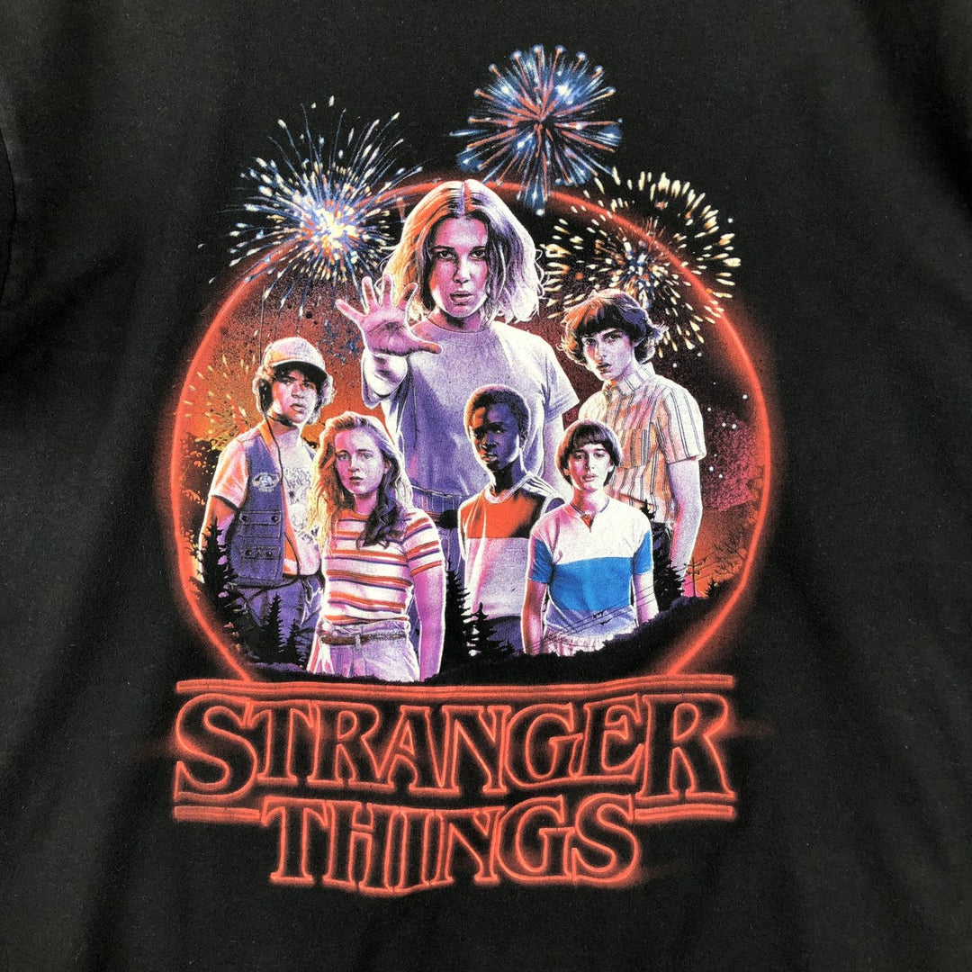 STRANGER THINGS Stranger Things Movie T-shirt Men's L size cotton black type Vintage Second Hand