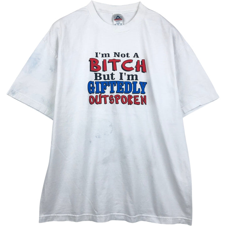 ALSTYLE Message Print T-Shirt Men's XL cotton white type Vintage Second Hand