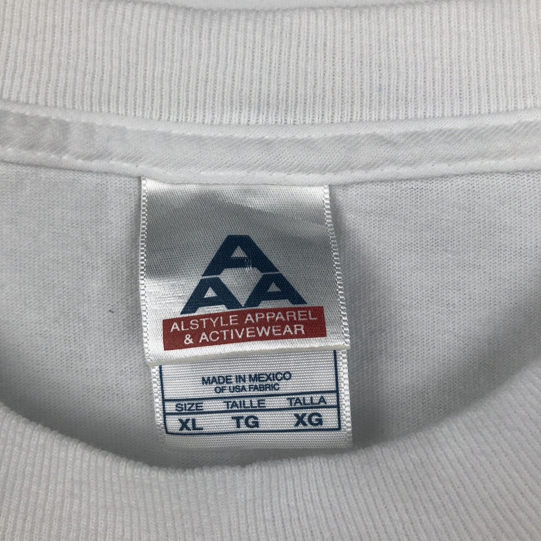 ALSTYLE Message Print T-Shirt Men's XL cotton white type Vintage Second Hand