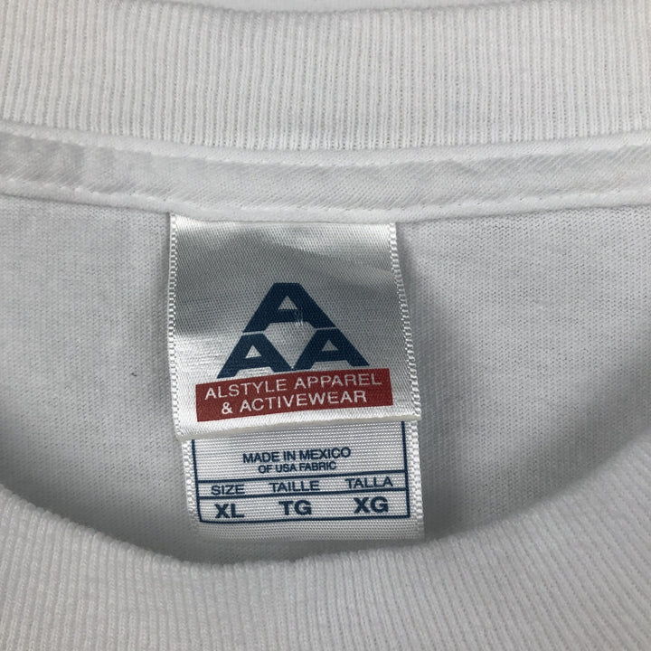 ALSTYLE Message Print T-Shirt Men's XL cotton white type Vintage Second Hand