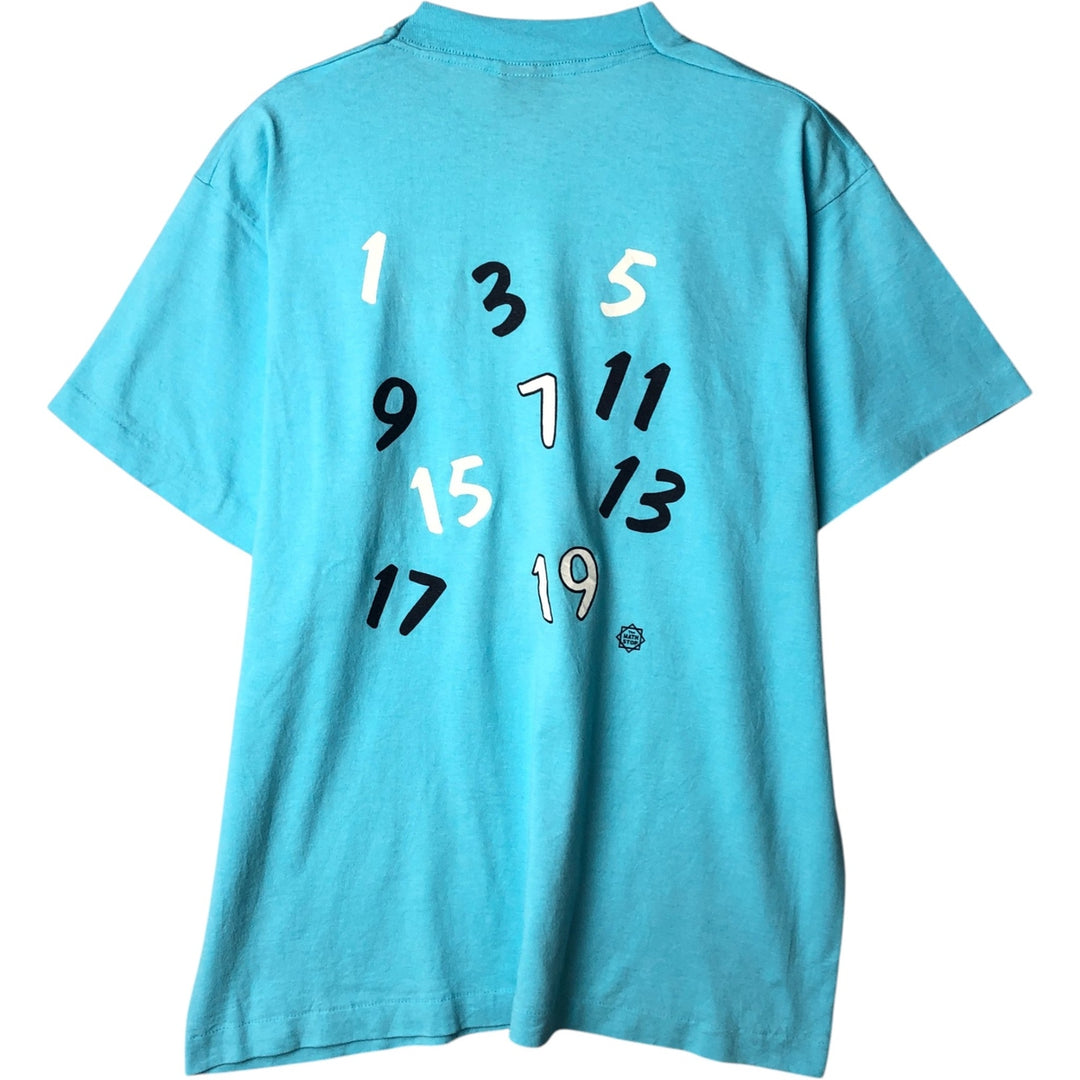 90'S Fruit of the Loom Message Print T-Shirt Made in USA Men's L Size Vintage cotton Blue type light blue Vintage Second Hand