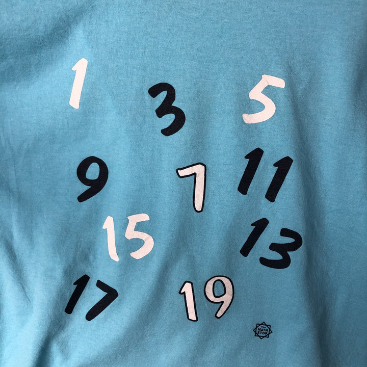 90'S Fruit of the Loom Message Print T-Shirt Made in USA Men's L Size Vintage cotton Blue type light blue Vintage Second Hand