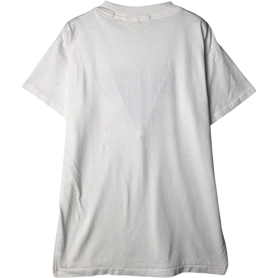 90'S NATIONAL MILLS Message Print T-Shirt, Made in USA, Men's XL (approx.), Vintage polyester white type Vintage Second Hand