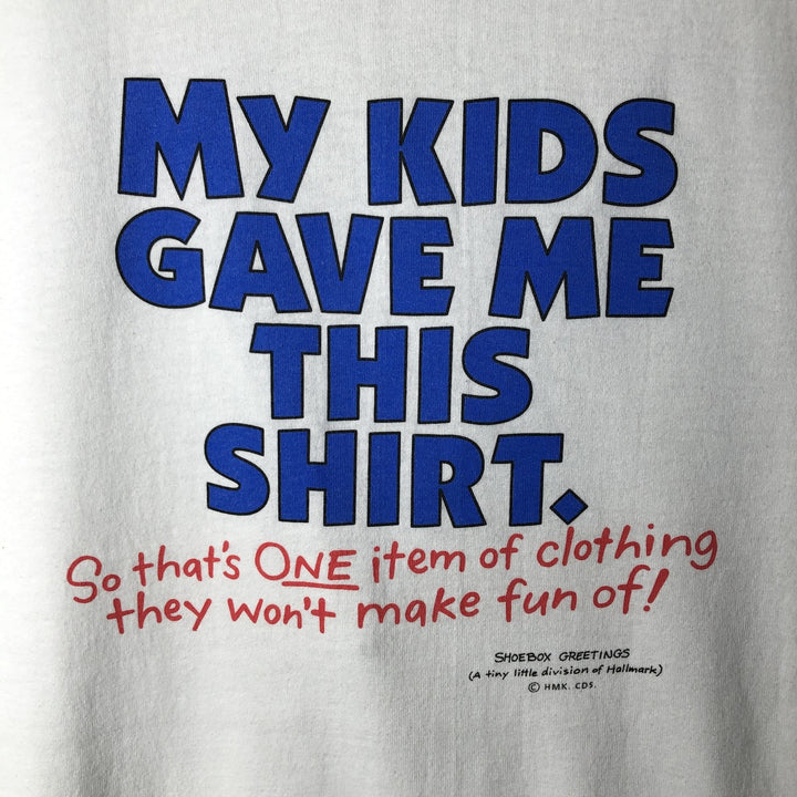90'S NATIONAL MILLS Message Print T-Shirt, Made in USA, Men's XL (approx.), Vintage polyester white type Vintage Second Hand