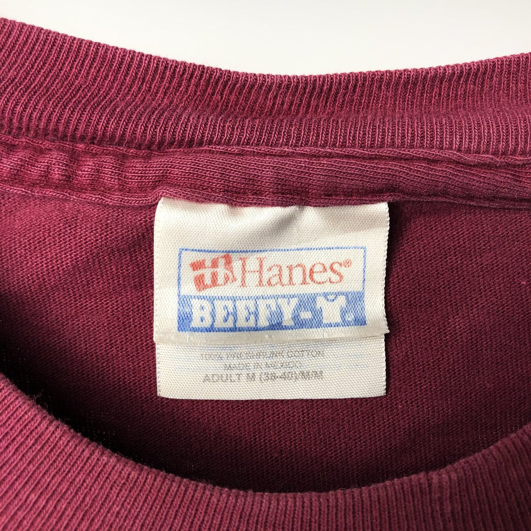 2000'S Hanes BEEFY-T Message Print T-Shirt, Men's Size M (approx.) cotton wine-red Vintage Second Hand