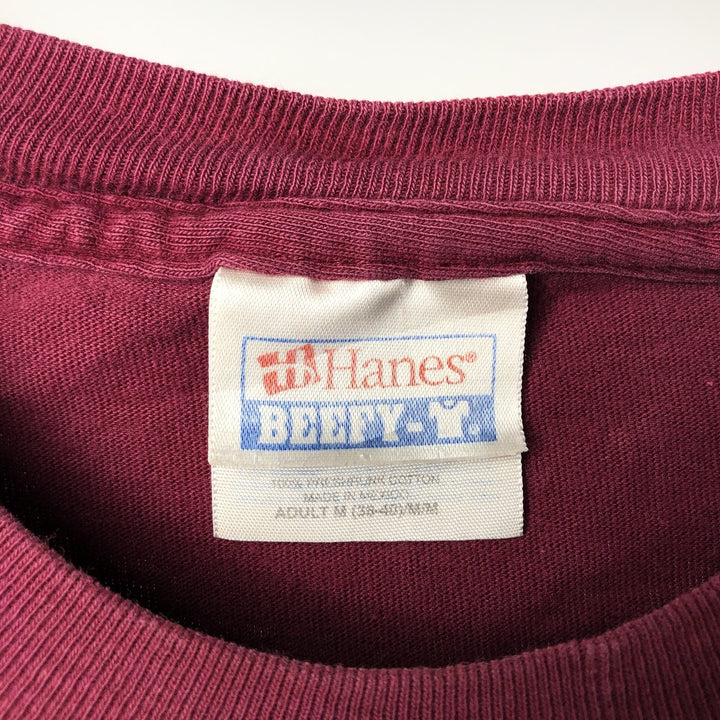 2000'S Hanes BEEFY-T Message Print T-Shirt, Men's Size M (approx.) cotton wine-red Vintage Second Hand