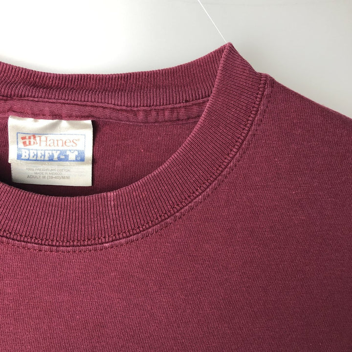 2000'S Hanes BEEFY-T Message Print T-Shirt, Men's Size M (approx.) cotton wine-red Vintage Second Hand