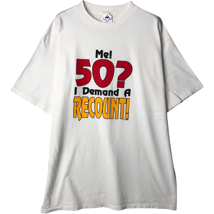 90'S HLMILLER Message Print T-Shirt, Made in USA, Men's XL equivalent, Vintage cotton white type Vintage Second Hand