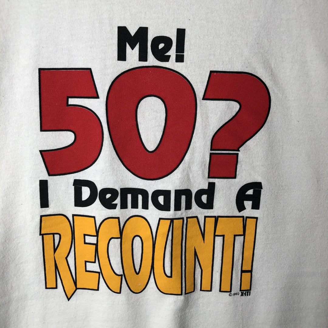 90'S HLMILLER Message Print T-Shirt, Made in USA, Men's XL equivalent, Vintage cotton white type Vintage Second Hand