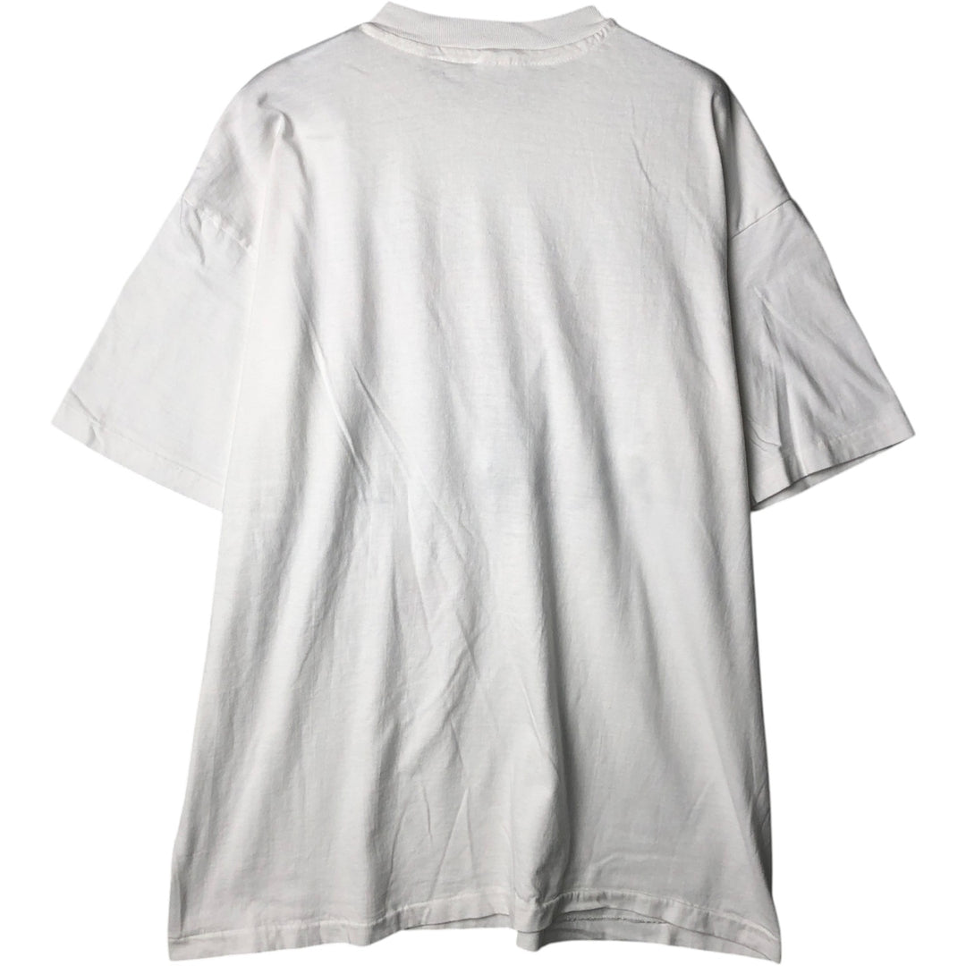 90'S Hanes BEEFY-T Blue Tag Message Print T-Shirt, Made in USA, Men's XL Equivalent, Vintage cotton white type Vintage Second Hand