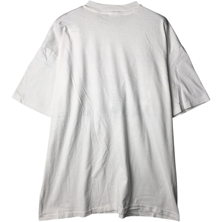 90'S Hanes BEEFY-T Blue Tag Message Print T-Shirt, Made in USA, Men's XL Equivalent, Vintage cotton white type Vintage Second Hand