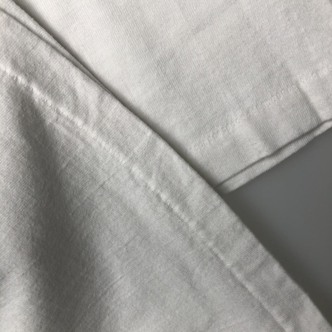 90'S Hanes BEEFY-T Blue Tag Message Print T-Shirt, Made in USA, Men's XL Equivalent, Vintage cotton white type Vintage Second Hand