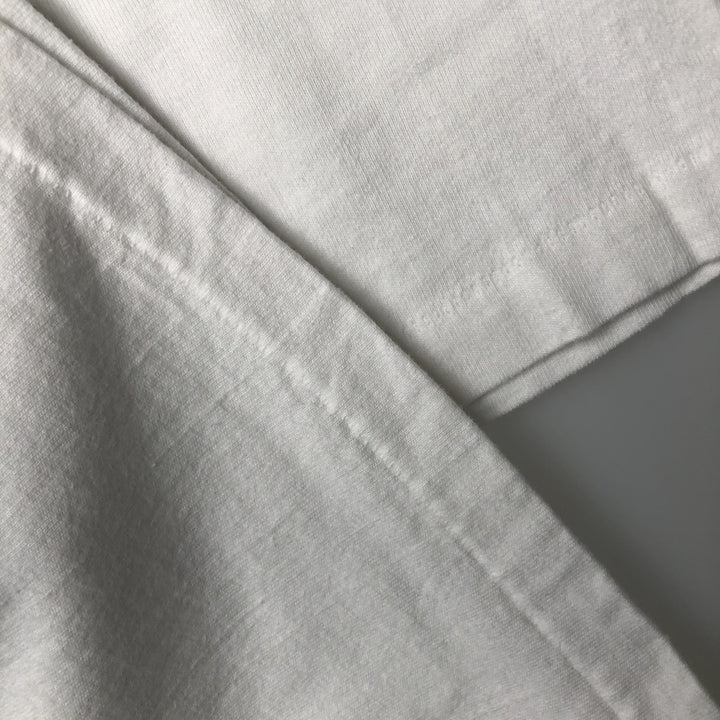 90'S Hanes BEEFY-T Blue Tag Message Print T-Shirt, Made in USA, Men's XL Equivalent, Vintage cotton white type Vintage Second Hand