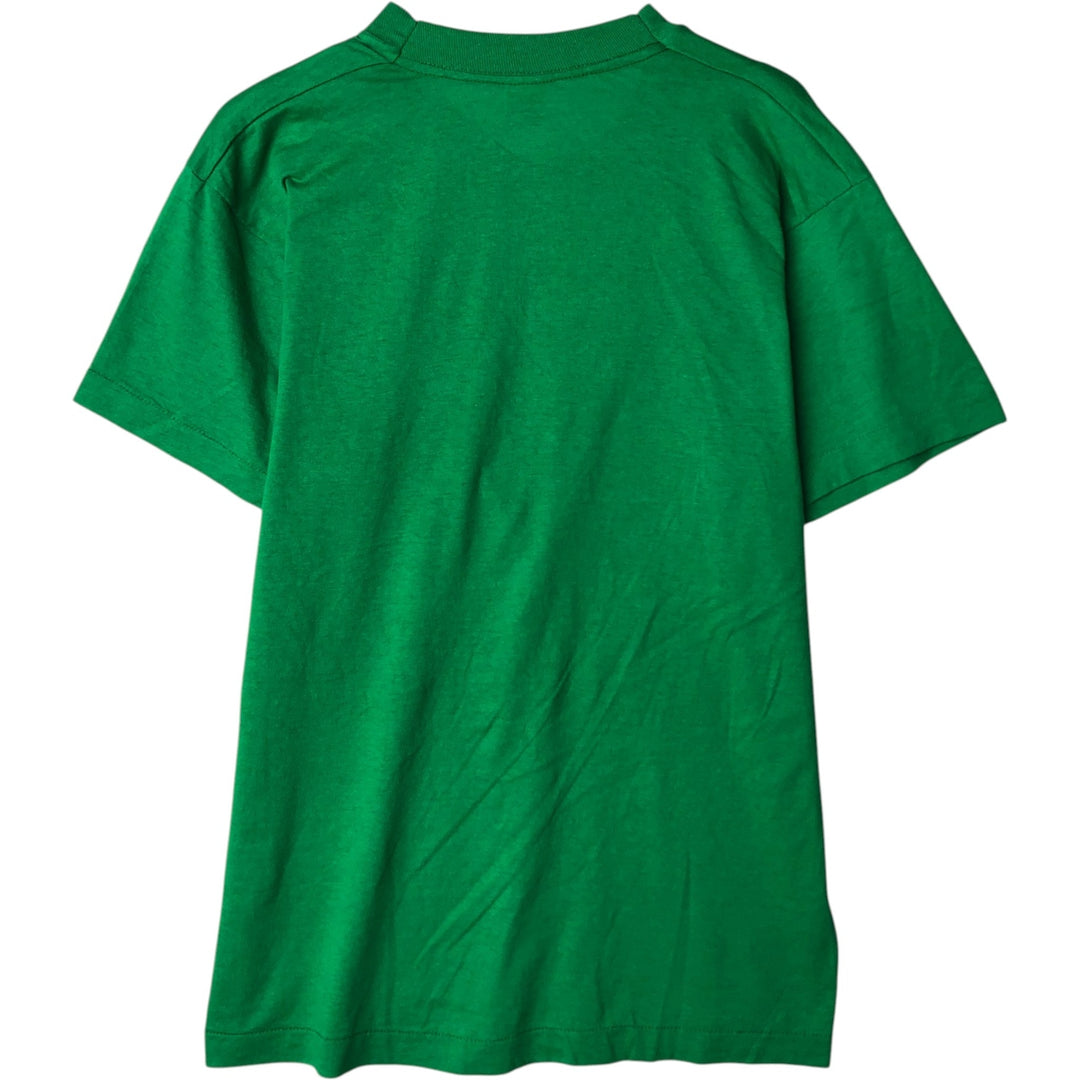80'S SCREEN STARS Message Print T-Shirt Made in USA Men's L Size Vintage cotton green type Vintage Second Hand