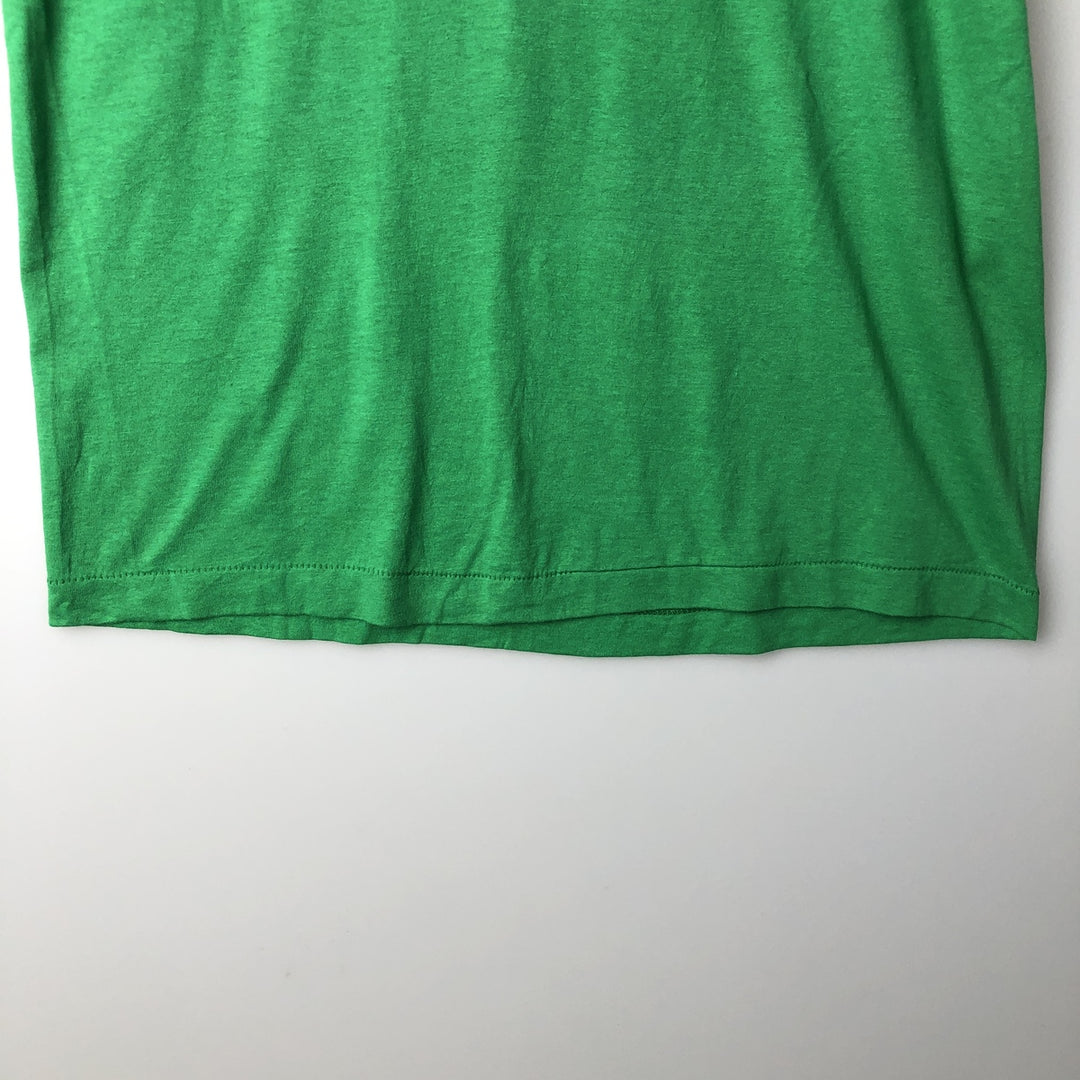 80'S SCREEN STARS Message Print T-Shirt Made in USA Men's L Size Vintage cotton green type Vintage Second Hand