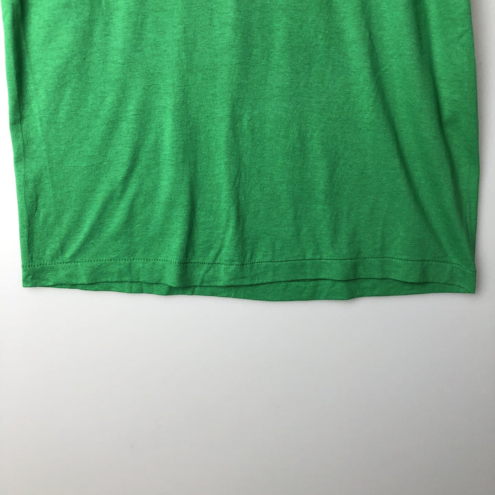 80'S SCREEN STARS Message Print T-Shirt Made in USA Men's L Size Vintage cotton green type Vintage Second Hand