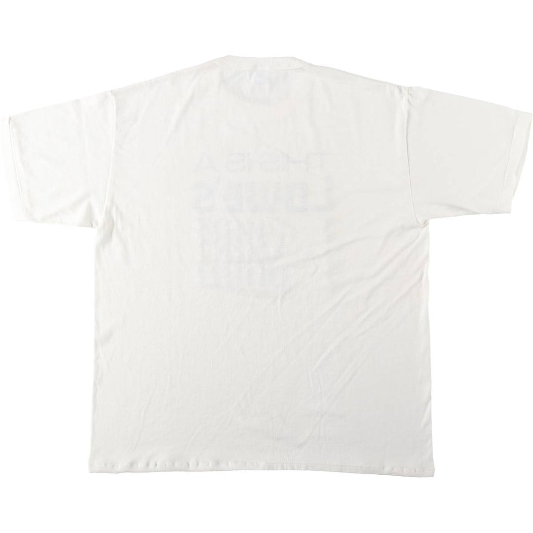 90'S Russell Lowe's Advertising T-Shirt, Made in USA, Men's XL equivalent, Vintage polyester white type Vintage Second Hand