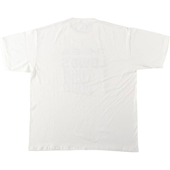 90'S Russell Lowe's Advertising T-Shirt, Made in USA, Men's XL equivalent, Vintage polyester white type Vintage Second Hand