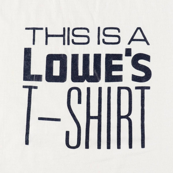 90'S Russell Lowe's Advertising T-Shirt, Made in USA, Men's XL equivalent, Vintage polyester white type Vintage Second Hand