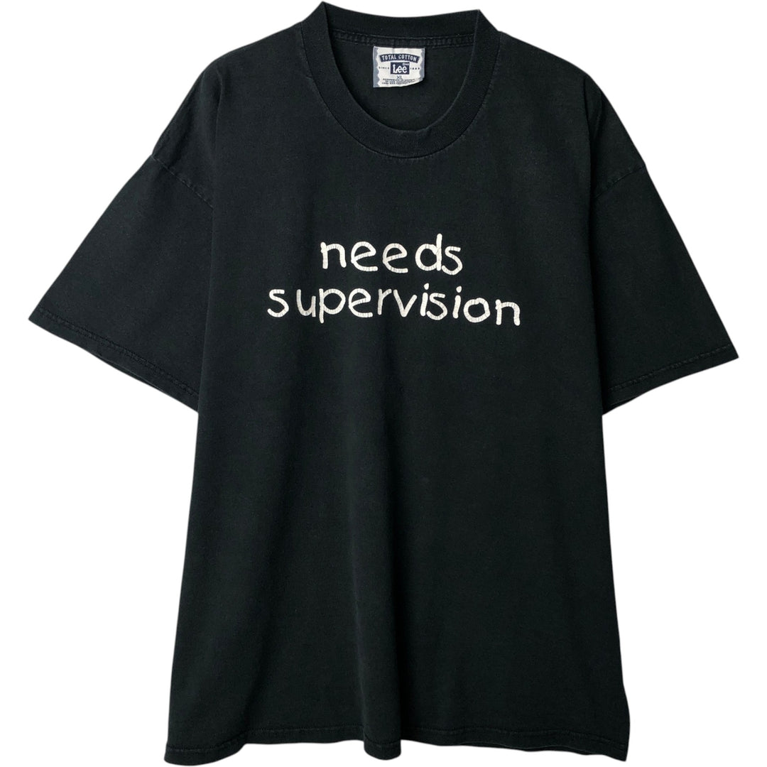 90'S Lee message print t-shirt, men's size XL equivalent, vintage. cotton black type Vintage Second Hand